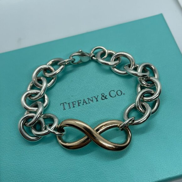 Tiffany & Co Authentic Chunky Large Link Rubedo Silver Infinity Bracelet 7.5" - Picture 12 of 14